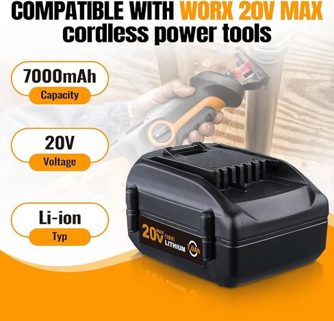 VANON 2Packs 7.0Ah 20V WA3520 Replacement for Worx 20V Battery | WA3520, WA3575, WA3578, WA3525, WA3742, WG151s, WG251s, WG890 Compatible with Worx 20 Volt Power Tools in Saudi Arabia