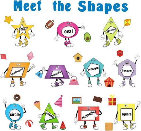 IARTTOP Colorful Shapes Wall Stickers, Educational Learning Geometry Wall Decals, Removable Wall Stickers for Kids Bedroom Preschool Kids Playroom Nursery Wall Decor Toddler Classroom Decoration in Kuwait