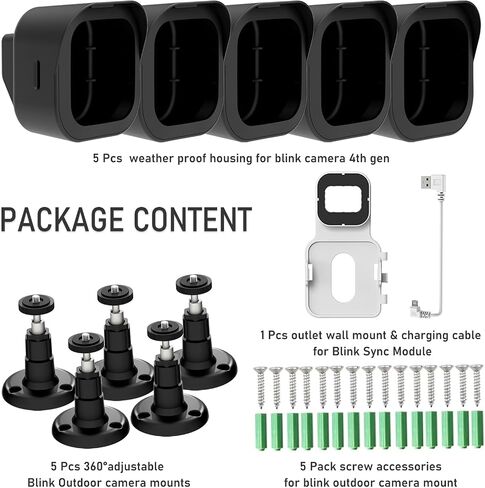 5Pack Blink Outdoor Camera Mount for Blink Camera 2k+ and Outdoor 4 | Protective Housing and 360 Degree Adjustable Mount for Blink Outdoor 4 and Blink Camera 2K+ Surveillance Camera in Kuwait
