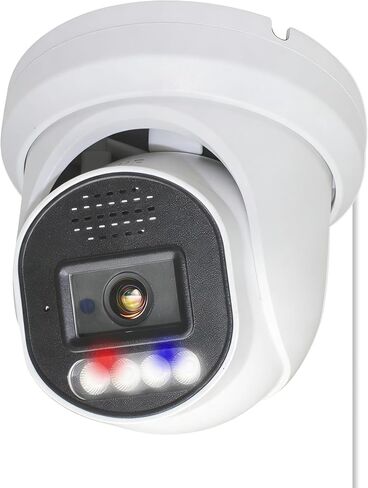 SINIS 5MP PoE Security IP Camera with Strobe Red & Blue Light and Audio | Outdoor Use Alone or With NVR,Smart Dual Light Color Night Vision,Human Detection, 2-Way Audio, Up to 512G SD Card, Full Meta in Kuwait