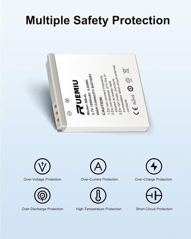 2-Pack Upgraded 1850mAh NB-4L Battery for Canon | Compatible with PowerShot ELPH 100 HS, 300 HS, 330 HS, SD1000, SD1100 IS, SD750, SD600, SD1400, SD450, SD600, SD630, and More in Kuwait