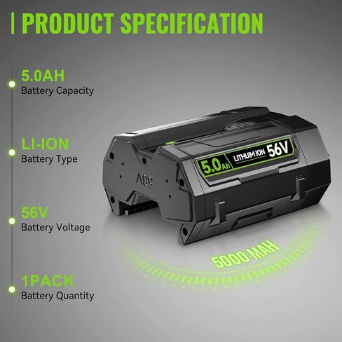 استبدال ليثيوم أيون عالي السعة لبطارية EGO 5.0Ah متوافقة مع بطارية EGO 56V BA2800T BA4200T BA1400 BA5600T LB6504 LB5804 in Kuwait