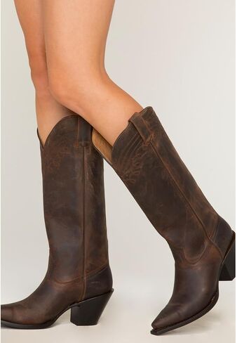 Women's Women'S Charlene Tall Western Boot Snip Toe Brown 8 1/2 M US in Saudi Arabia