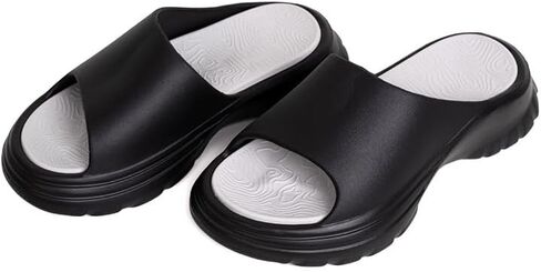 Womens Large Size Two Tone Chunky Heel Sandals Non Slip EVA Open Toe Slides for Indoor Outdoor Beach Casual Daily Wear in Saudi Arabia