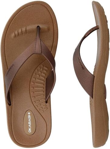 OKABASHI Women's Breeze Flip Flop Sandals, Toffee/Copper, Medium-Large in Saudi Arabia