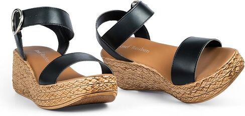MALLORCA Women's Wedge Sandals, Adjustable Comfort Platform | Stylish platform wedges, soft vegan leather, adjustable buckle closure, cushioned footbed, versatile casual footwear in Kuwait