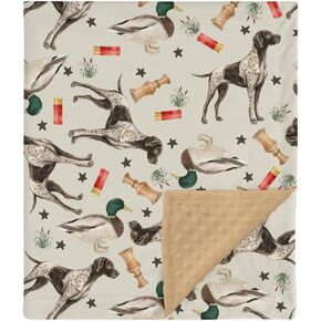 HawSkgFub Mallard Duck Hunting Mink Baby Blankets Dotted Backing Boy Girl Shower Gift, Wild Animal Hunter Dog Double Layer Nursery Swaddle, Brown Soft Newborn Infant Toddler Bed Crib Bedding 30 x 40 in Saudi Arabia