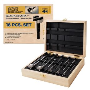 Forstner Bit Set Woodworking Black Shark Forged, 1/4" to 2-1/8", 16-Pcs Box | Forstner Bit Set for Woodworking, Precision Black Shark Forged Steel, Clean Cuts Hardwoods MDF, Plywood, & Multi-Material in Kuwait