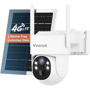 Wireless Solar Security Camera, 4G LTE No WiFi, Lifetime Free Data,360° Live View, 2K Night Vision, Built-in SIM Card, Motion Detection Alerts, for Farms RVs Cabins in Kuwait