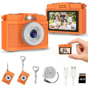 USCAMEL Mini Keychain Camera Digital: Kids Camera for Boys, Orange | Retro Digital Mini Keychain Camera, 1.47" IPS Screen, Portable Camera for Teens Girls Ages 7-12 in Kuwait