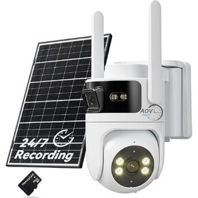 LongPlus Dual Lens Solar Security Camera, 2MP+2MP AOV 24/7 WiFi 6 Outdoor | 2MP+2MP dual lens, AOV 24/7 continuous recording, 2.4G/5G WiFi 6, Color night vision, 2-way talk, SD card local storage in Saudi Arabia