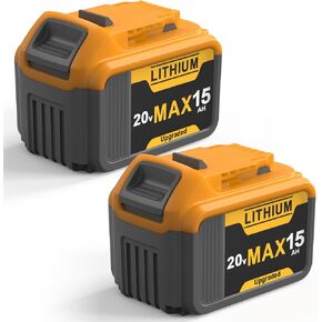 2 Pack 15Ah Replacement Compatible with Dewalt 20V Max Battery High Capacity Batteries 20 Volt Baterías Cordless Power Tools DCB205 DCB203 DCB200 DCB201 DCB204 DCB206 DCB207 in Kuwait