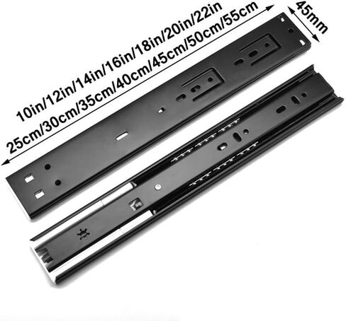 Stainless Steel Drawer Track Side Mount Ball Bearing Slider Slide Three Sections Slide Rail Inverted Slide Damping Buffer Self-Priming Silent Track Three Sections (16 Inches) in Kuwait