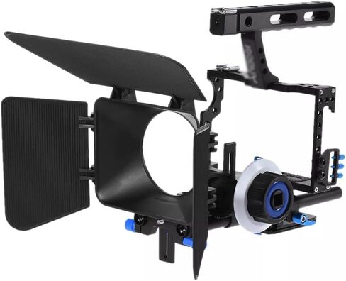 Teleprompter Prompter for Smartphone/Tablet/DSLR Camera Video Recording Live Streaming Interview with Remote Control (Color : Orange Size : 351819cm) (Blue 35 * 18 * 19cm) in Saudi Arabia