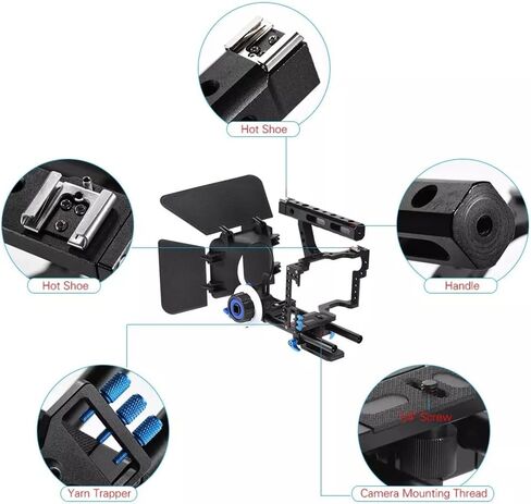 Teleprompter Prompter for Smartphone/Tablet/DSLR Camera Video Recording Live Streaming Interview with Remote Control (Color : Orange Size : 351819cm) (Blue 35 * 18 * 19cm) in Saudi Arabia
