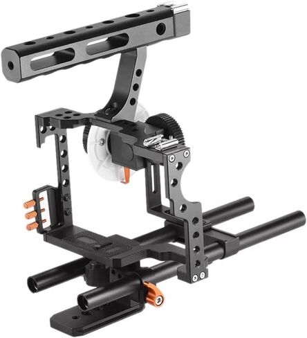 Teleprompter Prompter for Smartphone/Tablet/DSLR Camera Video Recording Live Streaming Interview with Remote Control (Color : Orange Size : 351819cm) (Blue 35 * 18 * 19cm) in Saudi Arabia