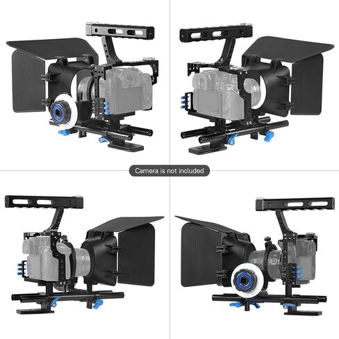 Teleprompter Prompter for Smartphone/Tablet/DSLR Camera Video Recording Live Streaming Interview with Remote Control (Color : Orange Size : 351819cm) (Blue 35 * 18 * 19cm) in Saudi Arabia