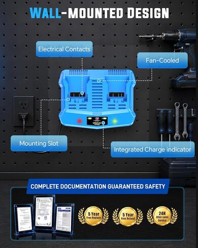 Dual Port 24V Battery Charger Compatible with Kobalt 24V Battery | for KB624-03 KB524-03 KDPC 124-03, Fast Simultaneous Charging Station Replacement for Kobalt 24V Charger with Cooling Fan in Kuwait