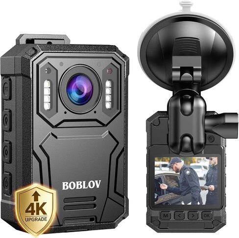 BOBLOV 4K 128GB Body Camera with Night Vision, IP66 Waterproof, 4000mAh | KJ23Pro with 15 Hours Continuous Recording, Dash Camera Mount for Law Enforcement, Security, and Outdoor Work in Saudi Arabia