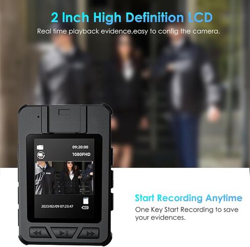 Body Camera with Audio and Video Recording: 1080P FHD Body Cam with Night Vision Video Recorder, 10HR Battery, 2.0" Screen, 128GB Wearable Bodycam for Law Enforcement, Security, and Outdoor Work in Kuwait