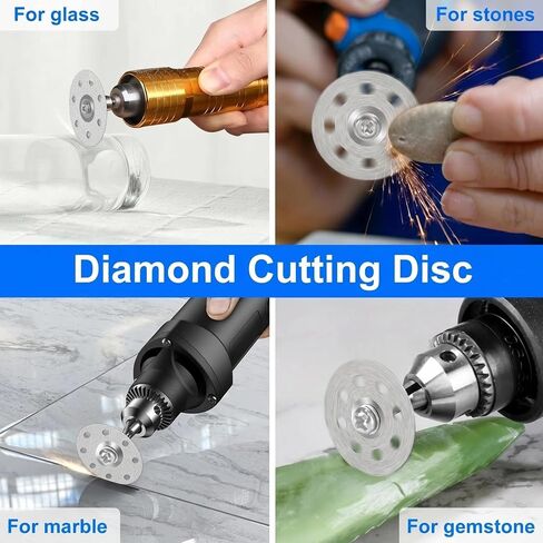 20Pcs 545 Diamond Cutting Discs Blades for Dremel Rotary Tools, 4 Mandrels | Premium Cutting Wheel, Cut Off Discs Coated Wheel Kit, Cut Off Wheels Accessories for DIY, Engraving,Grinding Hard Material in Kuwait