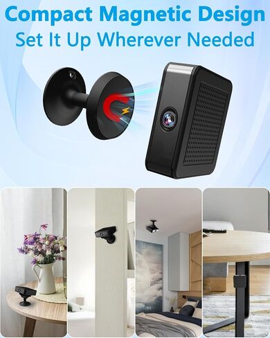 Mini Spy Camera, WiFi/AP Hotspot/Offline Modes, 4K No WiFi Security Camera | Works with or without Wifi, Night Vision, Mult-Installation, Wireless Small Cameras for Home/Car/Travel/Outdoor, Deep Black in Saudi Arabia