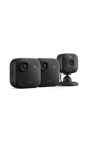 Blink Outdoor 2K+ and Mini 2K+ (newest model) — Wireless and plug-in 2K resolution smart security cameras, Sync Module Core included — 3 Cameras (Black) in Saudi Arabia