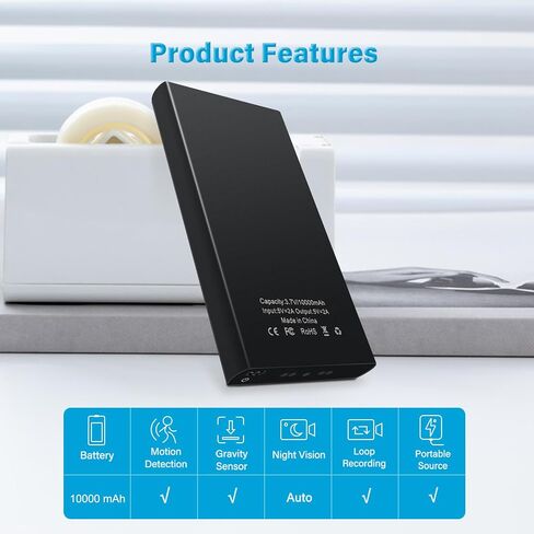 isekurity Home Security Camera 1080P Mini Secret Camera-No WiFi No Sound | Surveillance Portable Nanny Cam with Gravity Sensor/Motion Detection/Auto Night Vision Video Recorder for Home Office Travel in Kuwait