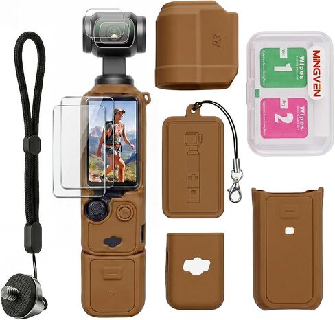 Case for DJI Osmo Pocket 3/Xtra Muse with Lens & Screen Protector | Protective Silicone Cover Compatible with DJI Pocket 3/Xtra Muse Accessories, Anti-Scratch, Soft, Slim Fit Skin (Black) in Saudi Arabia
