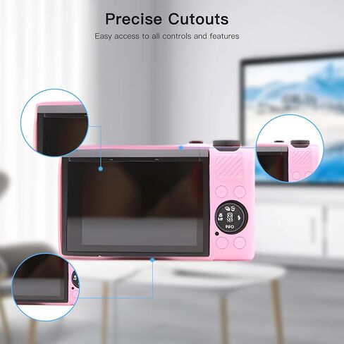 Camera Case Compatible with Canon PowerShot G7 X Mark III Camera, Silicone Protective Cover with 2 Tempered Glass Screen Protectors and Lanyard Strap, Anti-Scratch Shockproof Slim Fit,Pink in Saudi Arabia