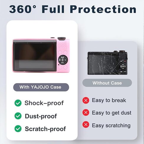 Camera Case Compatible with Canon PowerShot G7 X Mark III Camera, Silicone Protective Cover with 2 Tempered Glass Screen Protectors and Lanyard Strap, Anti-Scratch Shockproof Slim Fit,Pink in Saudi Arabia