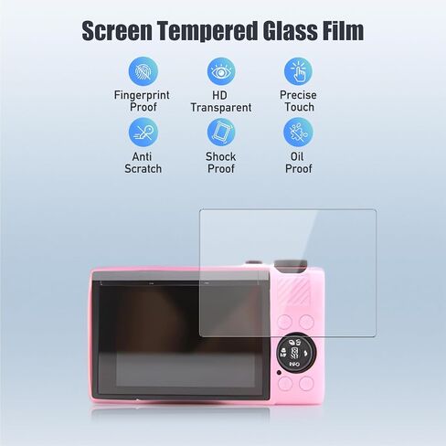 Camera Case Compatible with Canon PowerShot G7 X Mark III Camera, Silicone Protective Cover with 2 Tempered Glass Screen Protectors and Lanyard Strap, Anti-Scratch Shockproof Slim Fit,Pink in Saudi Arabia