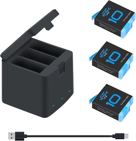 3-Pack Hero 10 12 11 Batteries for He ro 12 11,Hero 10 9 | with Charging Station for 12 11 10 9 Camera AHDBT-10-1 AHDBT-901 Battery in Saudi Arabia