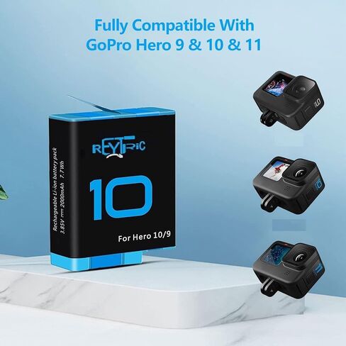 3-Pack Hero 10 12 11 Batteries for He ro 12 11,Hero 10 9 | with Charging Station for 12 11 10 9 Camera AHDBT-10-1 AHDBT-901 Battery in Saudi Arabia