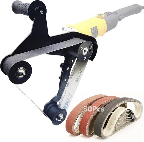 Belt Sander Adapter for Angle Grinder,Pipe Tube Polishing Sanding Attachment, US 5/8-11 Thread,Professional Polishing Tool for Rust Removal,Metal Working,Woodworking(30Pcs Sanding Belts). in Saudi Arabia