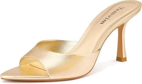 Gold Heel Mules for Women Pointed Peep Open Toe Slip On Stiletto High Heeled Mules for Party Dress Daily Gold 10 in Kuwait