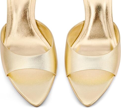 Gold Heel Mules for Women Pointed Peep Open Toe Slip On Stiletto High Heeled Mules for Party Dress Daily Gold 10 in Kuwait