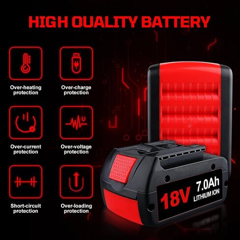 VANON 2 Pack Li-ion BAT609 7000mAh Replacement for Bosch 18V Battery | BAT618 BAT609 BAT622 BAT609G BAT618G BAT619 BAT619G BAT610G Cordless Power Tool Battery in Kuwait