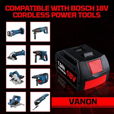 VANON 2 Pack Li-ion BAT609 7000mAh Replacement for Bosch 18V Battery | BAT618 BAT609 BAT622 BAT609G BAT618G BAT619 BAT619G BAT610G Cordless Power Tool Battery in Kuwait