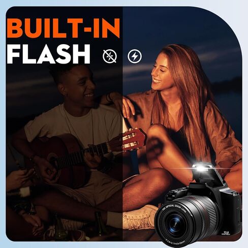 G-Anica 4K&72MP Digital Cameras for Photography, 72MP&12X Optical Video Camera, 720°Flip Screen, Vlogging Camera for YouTube with Flash, WiFi & HDMI Output, Autofocus, Anti-Shake, 32GB SD Card(Black) in Kuwait