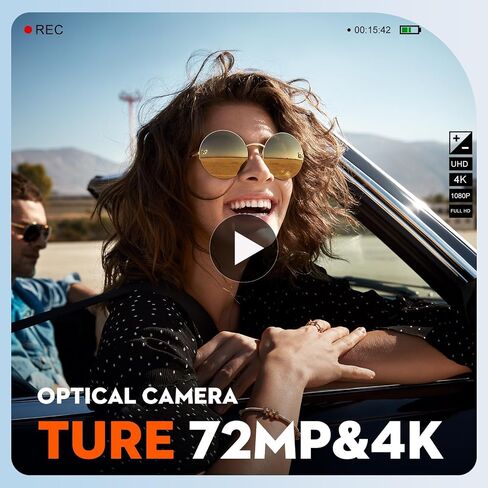 G-Anica 4K&72MP Digital Cameras for Photography, 72MP&12X Optical Video Camera, 720°Flip Screen, Vlogging Camera for YouTube with Flash, WiFi & HDMI Output, Autofocus, Anti-Shake, 32GB SD Card(Black) in Kuwait