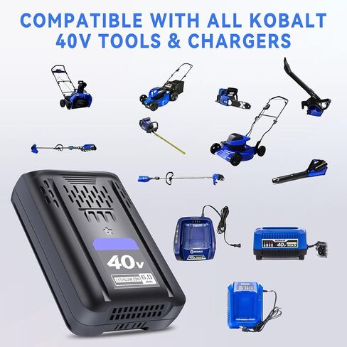 6.0Ah Replacement for Kobalt 40V Battery KB2540C-06 KB440C-06 KRC40-06 KB340C-06 KB540C-06 KB240-06 KB240C-06 KB245-06 KB440-06 KB640-06, Compatible with Kobalt 40 Volt Cordless Power Tools & Chargers in Kuwait
