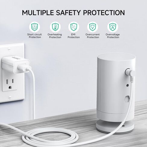 OLAIKE 26FT/8M Power Cord and Adapter Compatible with Ring Stick Up Cam Battery (3rd & 2nd Gen) /Plug-in/Spotlight Cam Battery, 10W Weatherproof DC Port Cord for Continuous Rapid Charging, White in Saudi Arabia