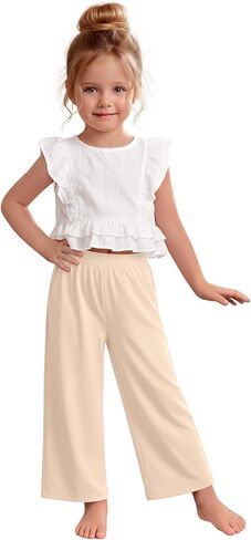 Toddler Girls' 18M-5T Sweatpants | Wide Leg, Baby, Casual, Clothes, Baggy, Kids, Loose Pants, with Pockets in Saudi Arabia