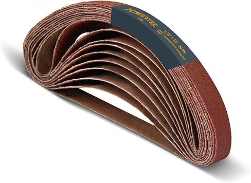 POWERTEC 1/2 x 18 Inch Sanding Belts, 20PK, 40 Grit Aluminum Oxide Belt Sander Sanding Belts for Air File Belt Sander, Woodworking, Knife Sharpening, Derusting (401804) in Kuwait