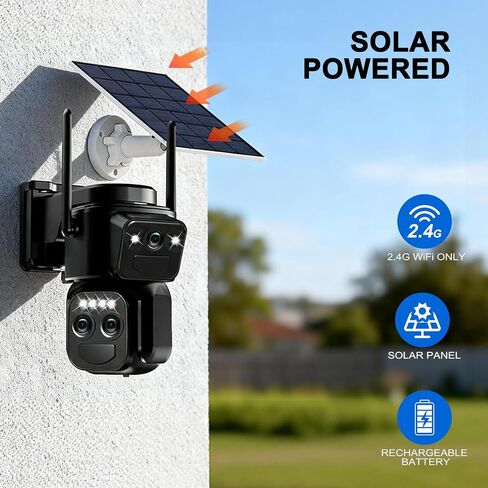 Solar Security Cameras Wireless Outdoor, Triple Lens 360° View Home Camera in Saudi Arabia