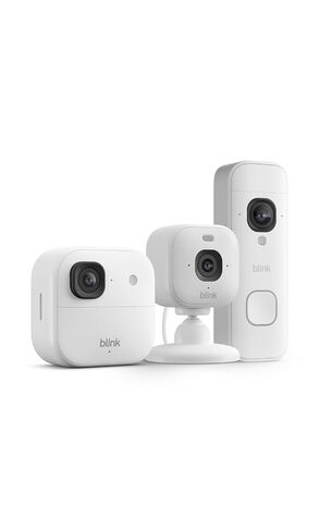Blink Outdoor 2K+, Mini 2K+, and Battery Doorbell 2K+ (newest model) — Complete 2K security, long-lasting battery. Sync Module Core included — 2 Cameras + Doorbell (White) in Saudi Arabia