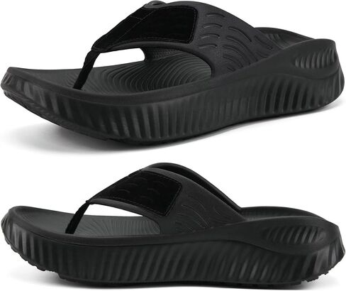 KuaiLu Recovery Flip Flops for Women Comfortable Arch Support Black US 7.5 | Relief Plantar Fasciitis Ladies Sport Slides Orthopedic Walking Thong Sandals Thick Athletic Cushion Summer Beach Outdoor in Saudi Arabia