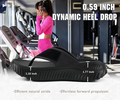 KuaiLu Recovery Flip Flops for Women Comfortable Arch Support Black US 7.5 | Relief Plantar Fasciitis Ladies Sport Slides Orthopedic Walking Thong Sandals Thick Athletic Cushion Summer Beach Outdoor in Saudi Arabia
