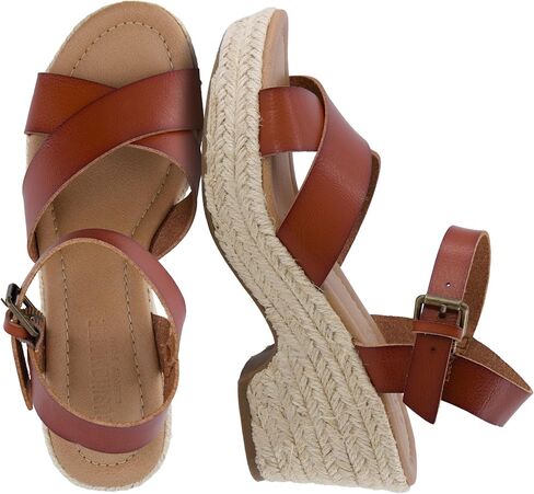 CUSHIONAIRE Robbie Espadrille Wedge Sandals for Women, Platform Wedges with Adjustable Ankle Strap and Memory Foam Footbed, Wide Widths Available in Saudi Arabia